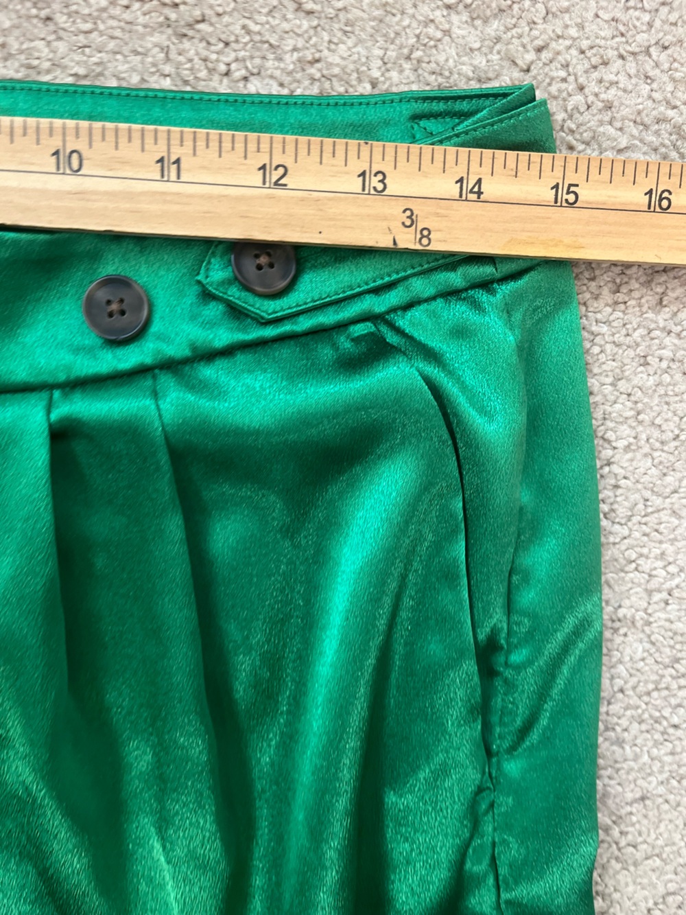Emerald Green Satin Wide Leg Cargo Pants Size 8 Hi Rise Utility Summer Skater - Picture 9 of 11